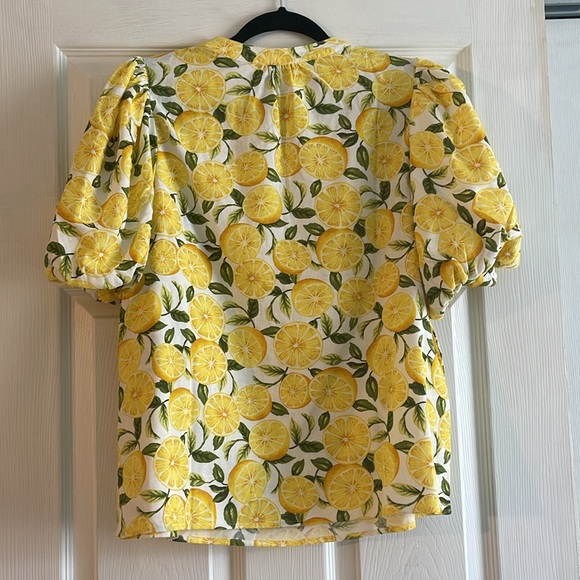 CeCe Lemon Print Puff Sleeve Blouse - Picture 3 of 4